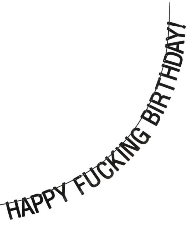 Svart "Happy Fucking Birthday!" Banner 3