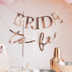 Rosegullfarget Banner "Bride to Be" 2x 1