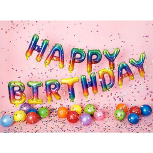 Happy Birthday - Regnbuefarget Folieballonger 35 cm