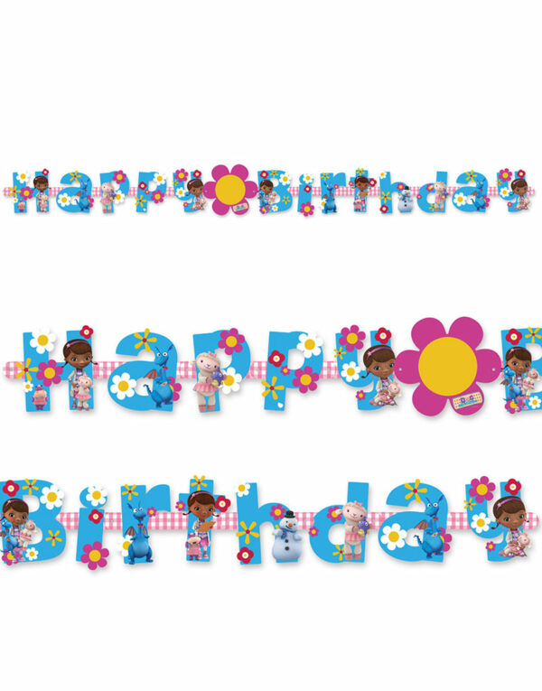 Happy Birthday Banner med Klistremerker 320 cm - Doc McStuffins