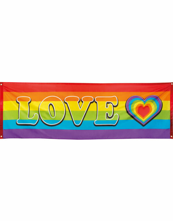 Love - Stort Regnbuefarget Banner 220x74 cm