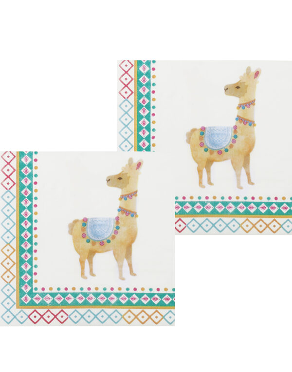 12 stk Servietter 33x33 cm - Lama Fest