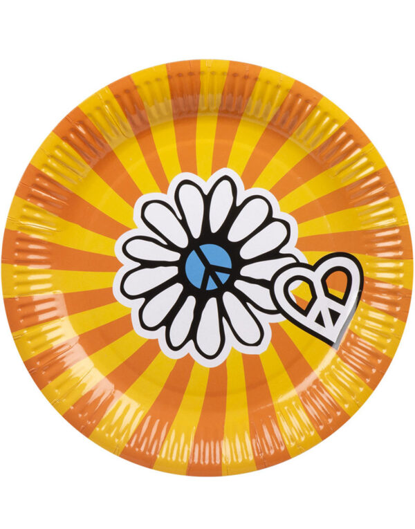 6 stk Papptallerkener 25 cm - Flower Power