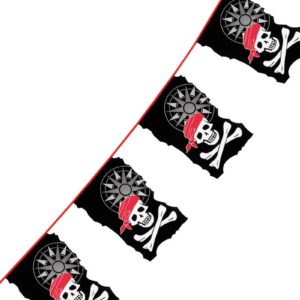 10 Meter Lang Piratbanner med Flagg - Pirates of the Seven Seas