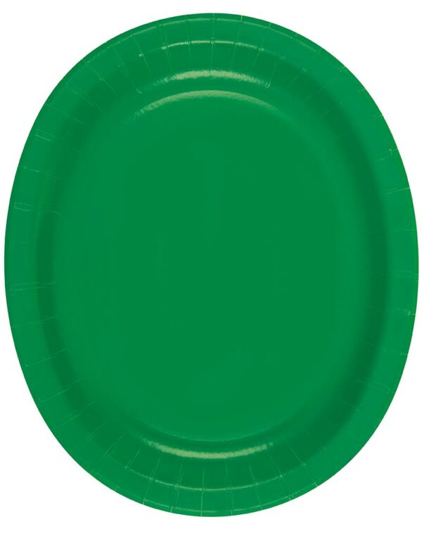 8 stk Grønne Ovale Papptallerkener/Serveringsfat 31x25 cm