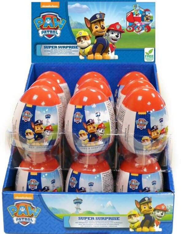 18 stk Paw Patrol Overraskelsesegg med Fruktgodteri - Hel Eske