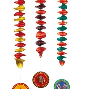 3 stk Spiral Hengende Dekorasjoner til Indianerfest 60 cm - Indian Tribe