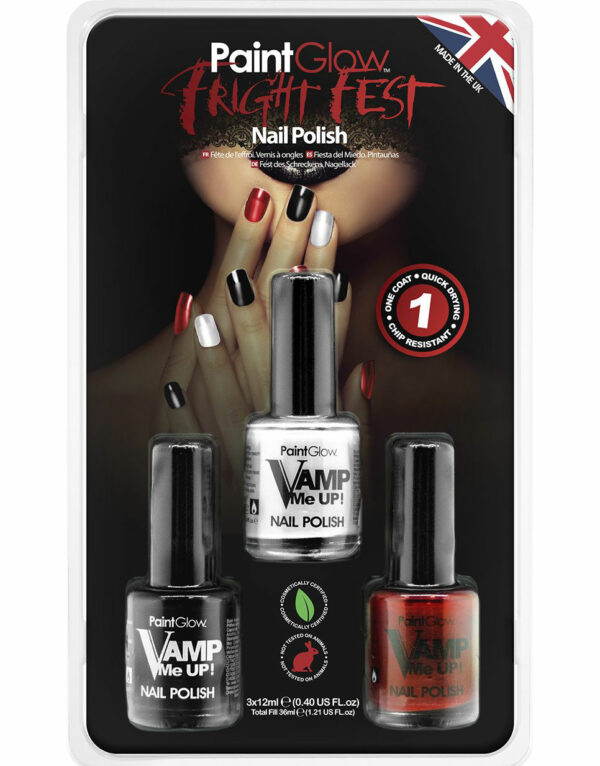 3 stk Vamp Me Up Nail Polish/Neglelakk - Svart