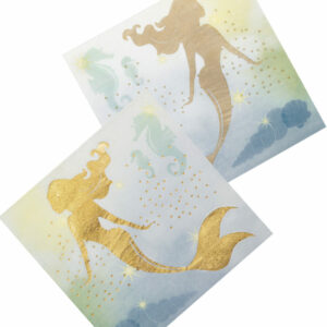 12 stk Havfrue Servietter med Holografisk Gulltrykk 33x33 cm - Mermaids