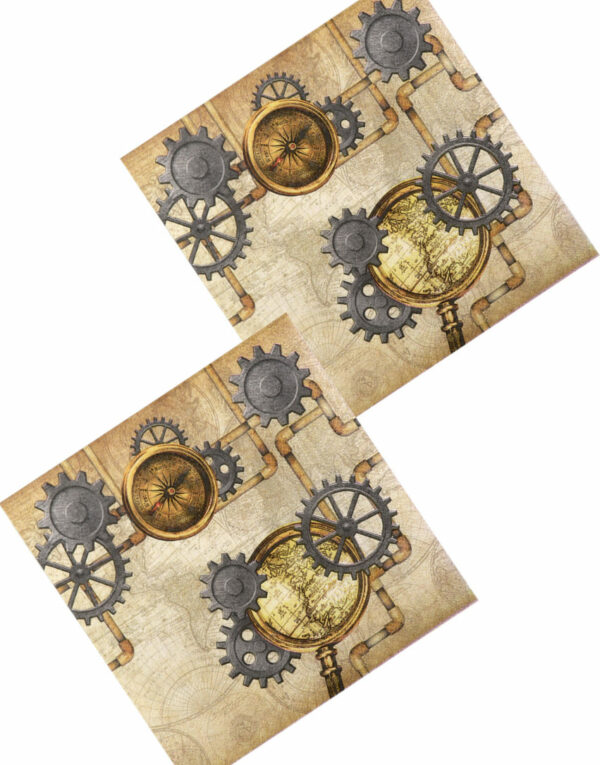 12 stk Servietter 33x33 cm - Steampunk