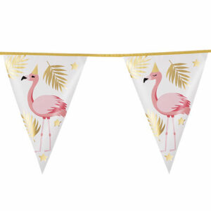 Banner med Vimpler og Foliert Gullmotiv 4 meter - Flamingo Gold