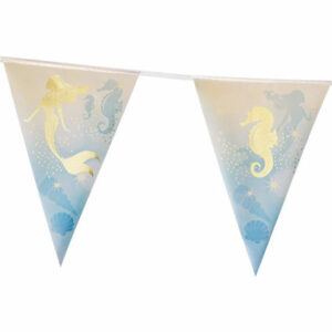 Banner med Vimpler og Holografisk Gullmotiv 4 meter - Mermaids