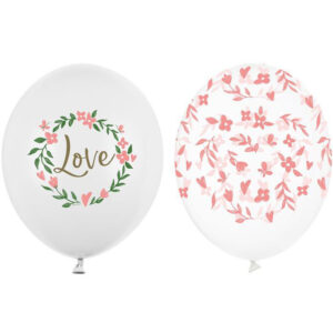 50 stk Ballonger med Blomster og Teksten Love 30 cm
