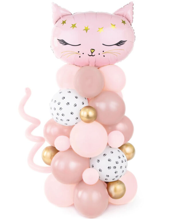 Rosa Katt Ballongskulptur Sett med 63 Deler 83x140 cm