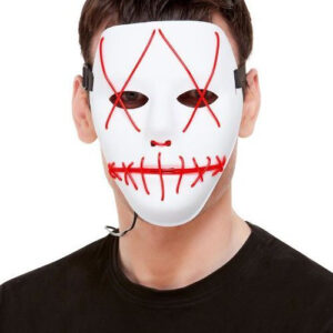 The Purge Hvit Maske med Rødt LED-Lys