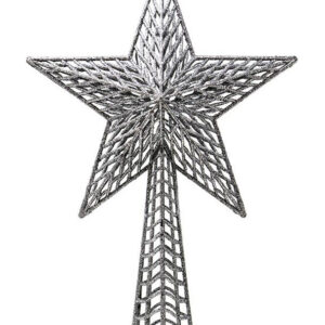 Sølvfarget Juletrestjerne med Glitter 27 cm