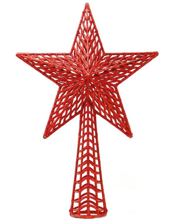 Rød Juletrestjerne med Glitter 27 cm