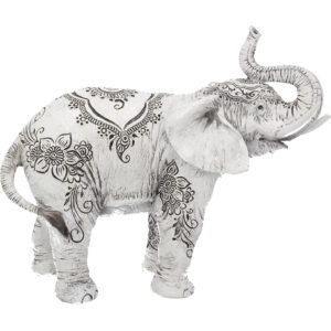 Grå Elefantfigur med Henna-Motiver 22x18 cm