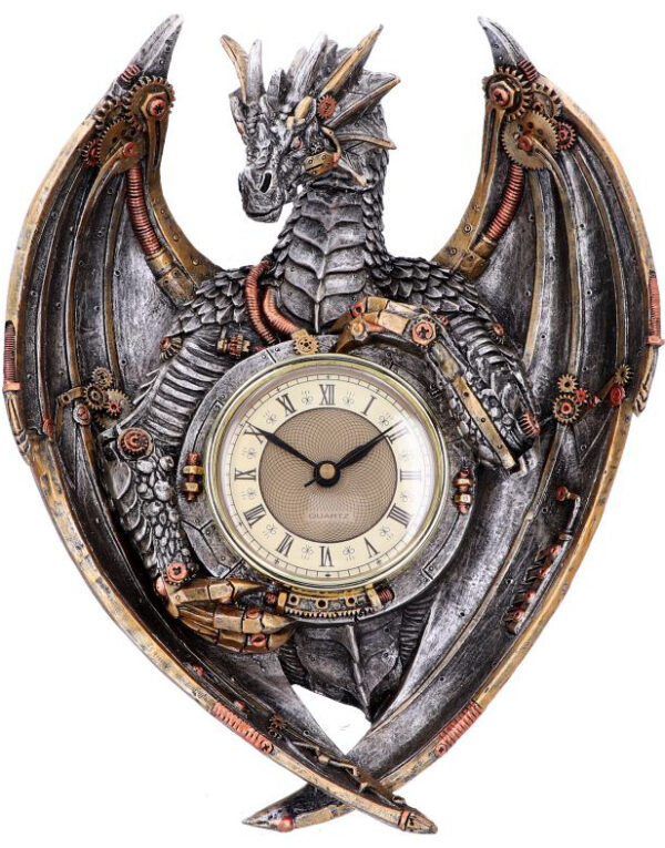 Dracus Horologium - Steampunk Drage Veggklokke 27 cm