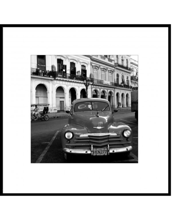 Svart Hvitt Havana Bil Bilde i Glass 30x30 cm