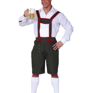 Mørk Grønn Lederhosen med Seler