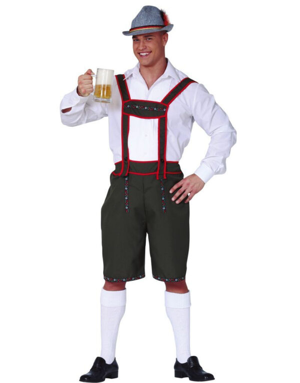 Mørk Grønn Lederhosen med Seler