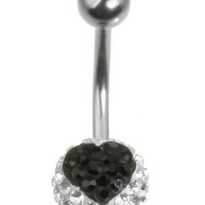 Sparkling Heart Navlepiercing - Hvit/Svart