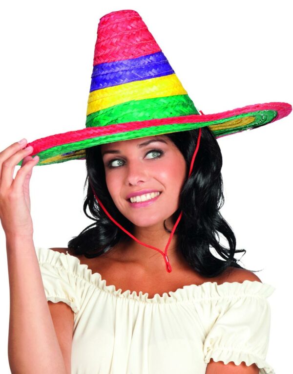 Flerfarget Sombrero Stråhatt 49 cm