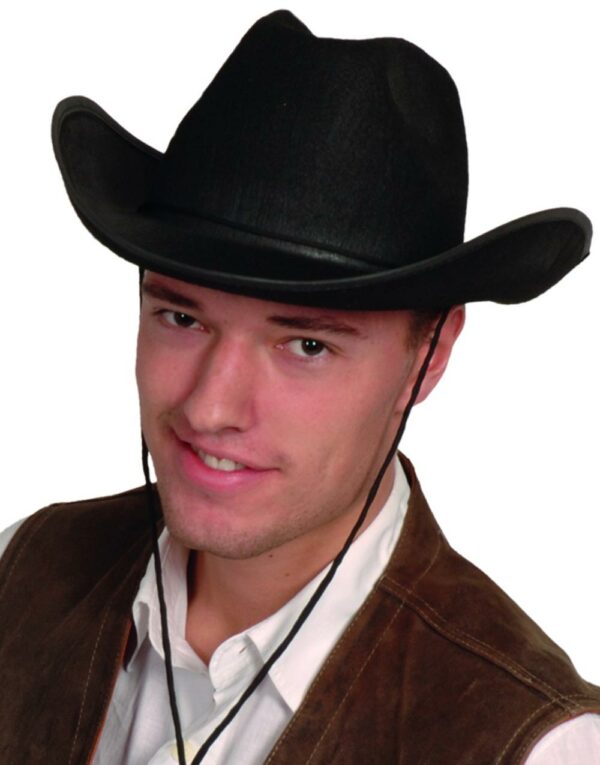 Svart Cowboyhatt med Snor