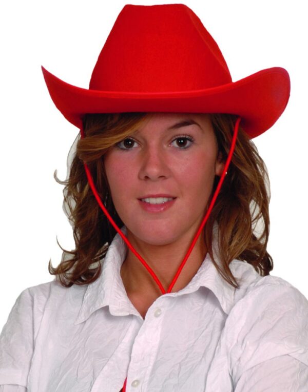 Rød Cowboyhatt med Snor