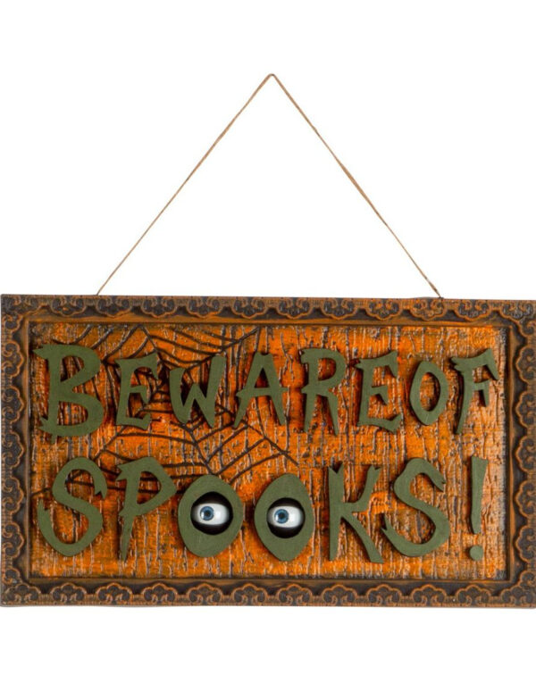 Beware of Spooks! - Skilt med Lyd Lys og Bevegelse 27x47 cm