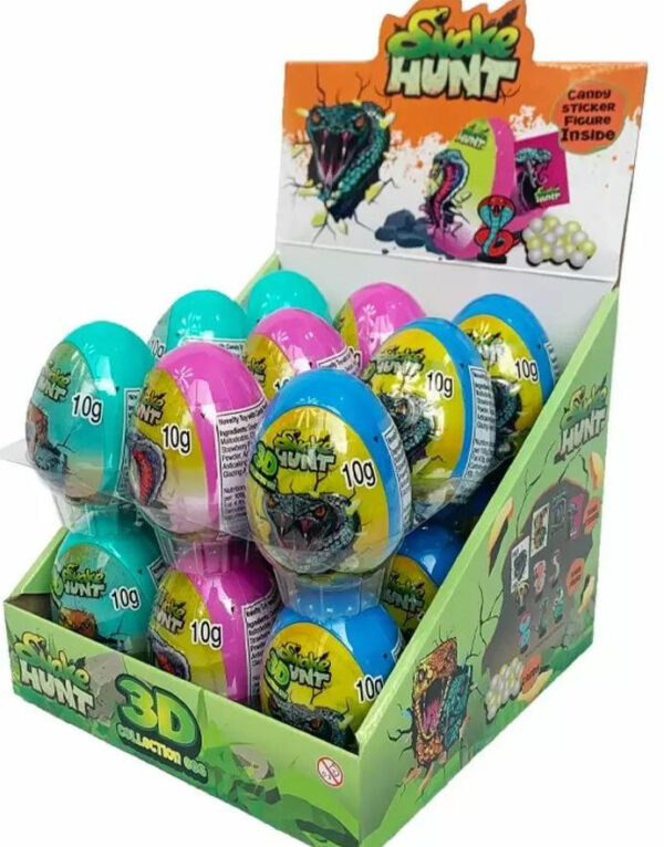 18 stk Snake Hunt 3D Surprise Egg - Egg med Godteri og Leker - Hel Eske