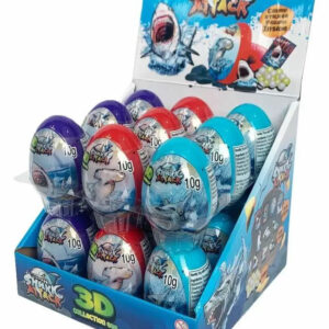 18 stk Shark Attack 3D Surprise Egg - Egg med Godteri og Leker - Hel Eske