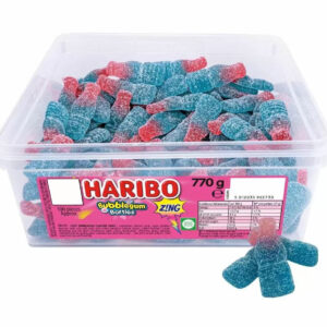 100 stk Haribo Bubblegum Sour Bottles - Boks med Sure Godteriflasker