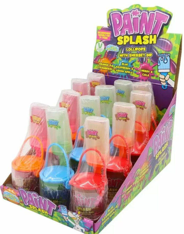 12 stk Paint Splash - Kjærligheter med Sorbet Dip i Assorterte Smaker - Hel Eske 468 gram