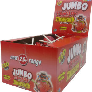 36 stk Zed Jumbo Pop Strawberry - Jawbreaker Kjærlighet på Pinne - Hel Eske 1