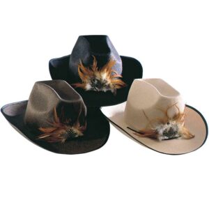 Cowboyhatt med Fjær - Velg Farge!