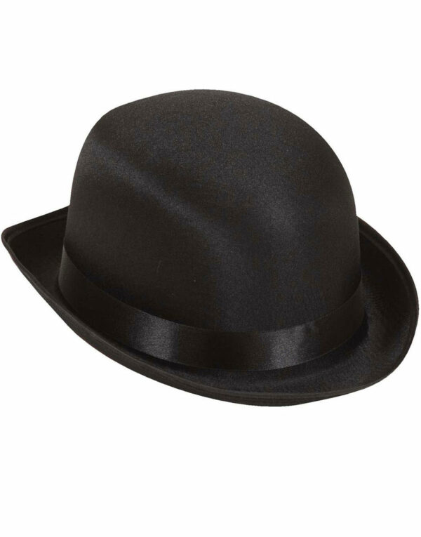 Svart Lux Bowlerhatt i Satin