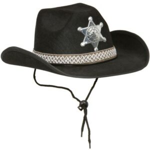 Svart Cowboyhatt med Sheriffstjerne