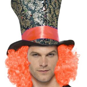 Mad Hatter Inspirert Flosshatt med Orange Hår