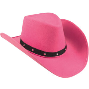 Rosa Cowboyhatt med Svart Bånd og Nagler