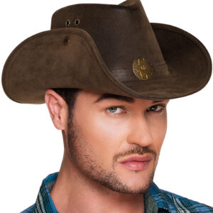 Brun Cowboyhatt med Skinnimitert Useende