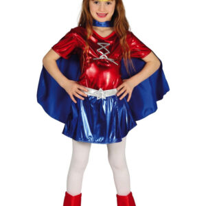 Rødt og Blått Superhelt Kostyme til Jente