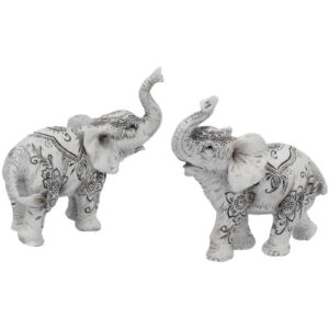 2 stk Elefantfigurer med Henna-Motiver 9 cm