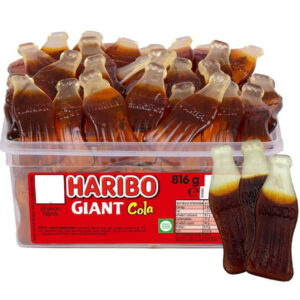 60 stk Haribo Giant Cola - Boks med Store Vingummi Colaflasker