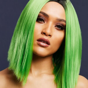 Kylie Deluxe Wig - Kan Styles! - Limegrønn Parykk med Lang Bob-Frisyre