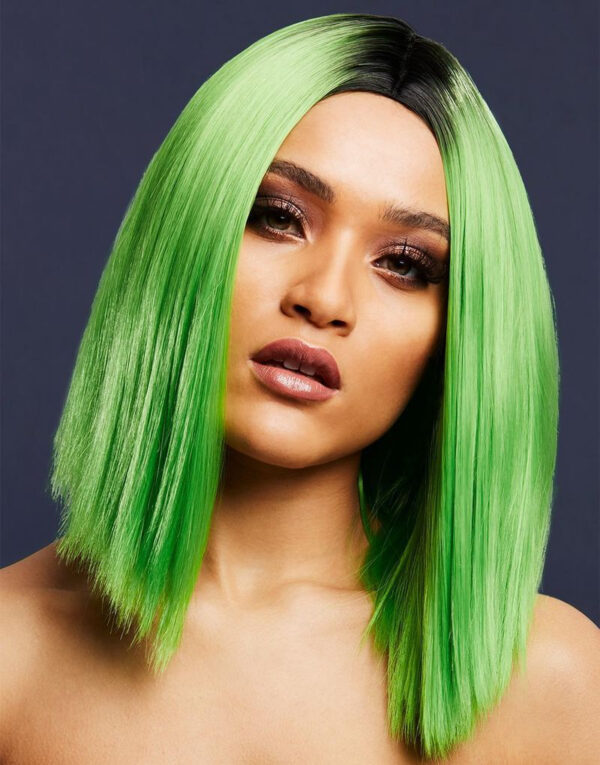 Kylie Deluxe Wig - Kan Styles! - Limegrønn Parykk med Lang Bob-Frisyre