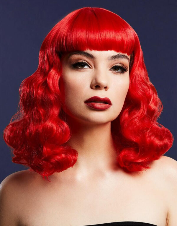 Bettie Deluxe Wig - Kan Styles! - Rød Skulderlang Parykk