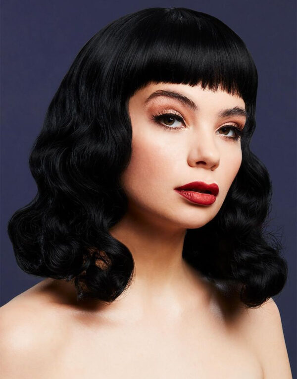 Bettie Deluxe Wig - Kan Styles! - Svart Skulderlang Parykk