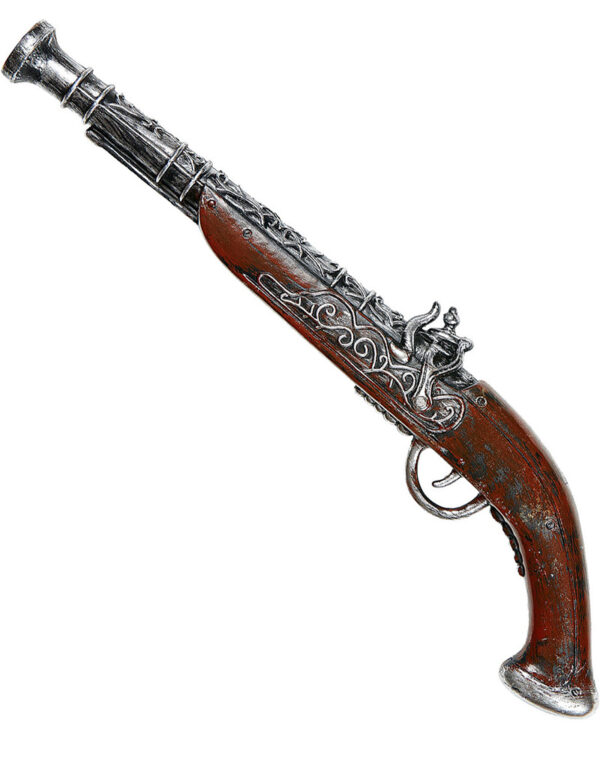 Brun og Sølvfarget Piratpistol 43 cm